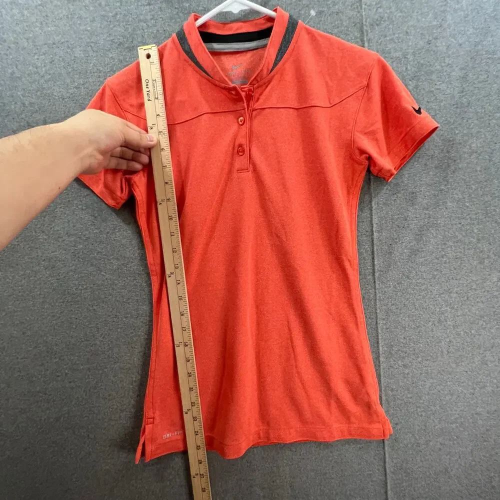 Nike Dri Fit Shirt Women Size XS Orange Outdoor Athletic Casual T Shirt Ladies
